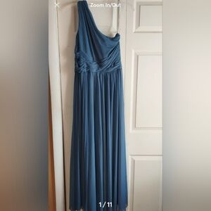 Davids Bridals Steel Blue Gown One Shoulder Mother Prom Bridesmaid Wedding 10